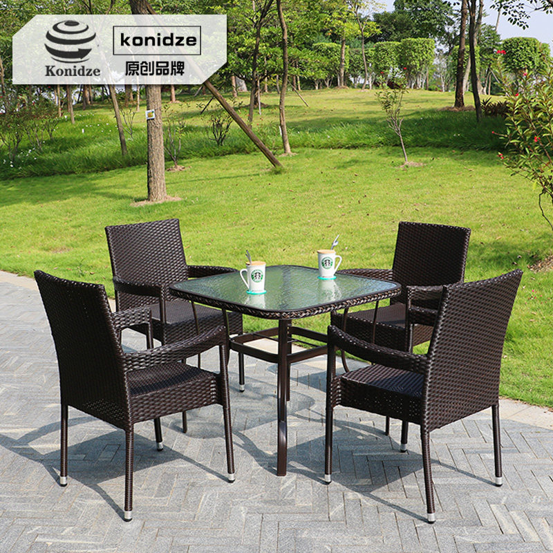 Outdoor furniture casual coffee table and chair combination balcony rattan chair three or five pieces set model room table and chair courtyard rattan chair