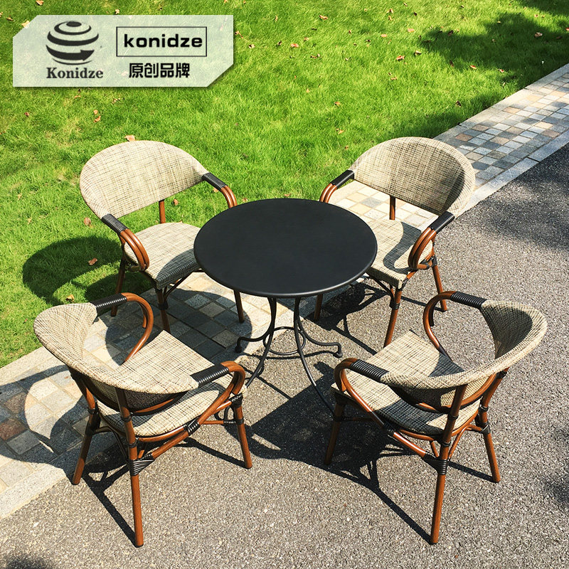 Outdoor table and chair rattan chair three-piece balcony table and chair model room coffee table and chair outdoor leisure rattan table and chair combination