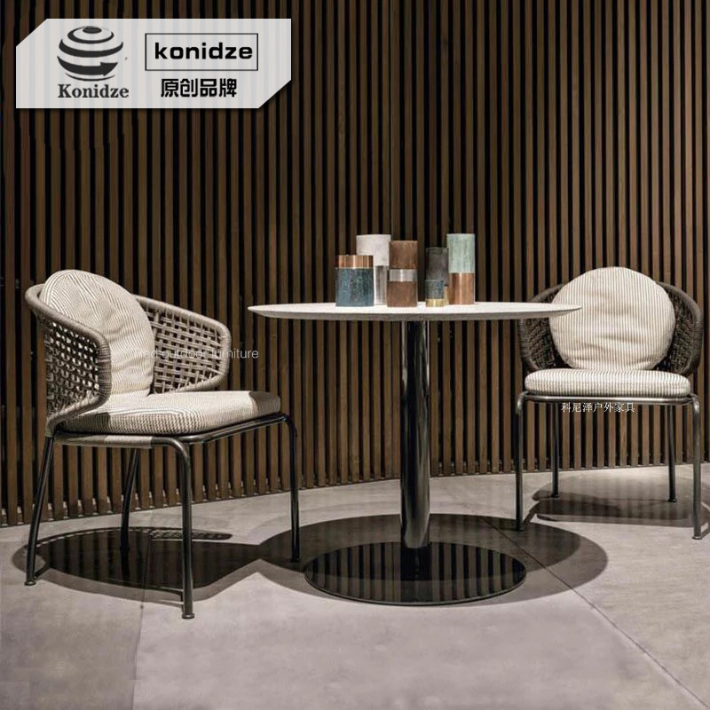 Outdoor furniture garden table and chair creative rattan chair three-piece set model room balcony table and chair designer rattan leisure chair