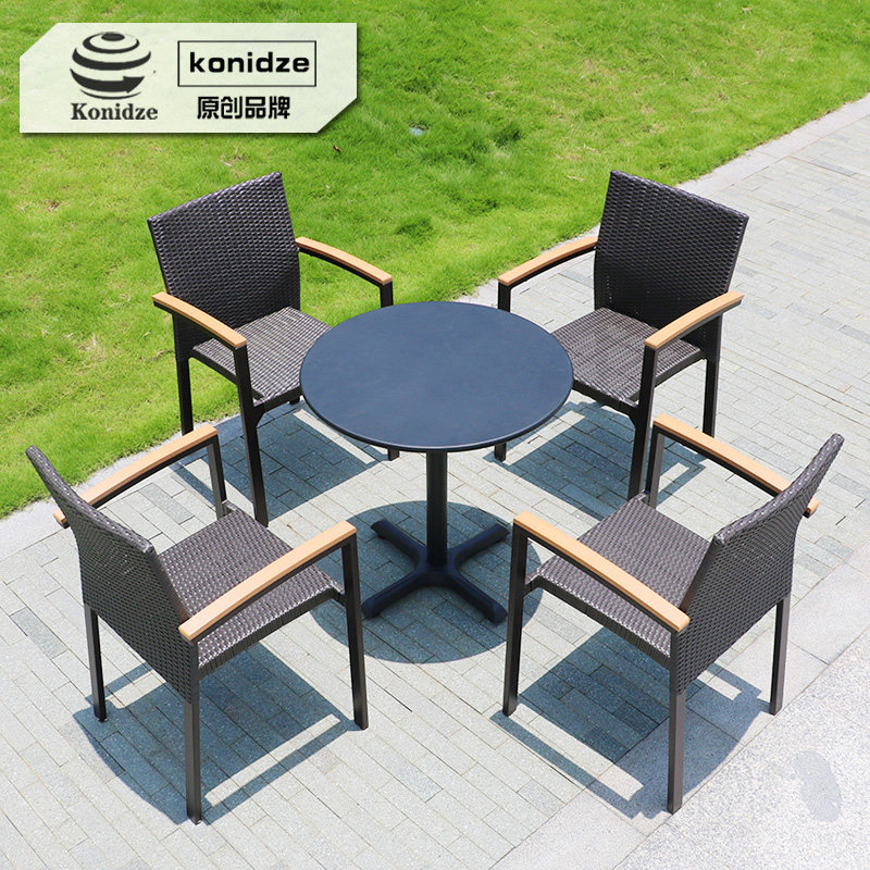 Outdoor tables and chairs cafe outdoor leisure chairs balcony rattan chairs simple outdoor courtyard garden open-air wrought iron tables and chairs