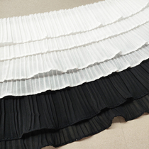 Black and white creased chiffon wide lace clothes hem cuffs skirt decoration accessories organ folded double layer