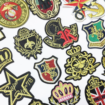 Gold thread micro-chapter embroidery cloth stickers fashion clothes pants hole repair map down jacket decorative seam patch decals