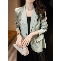 Spot Romantic Mint Green Vertical Tailor Styled Dovetailed Suit Women Spring Dress Tops