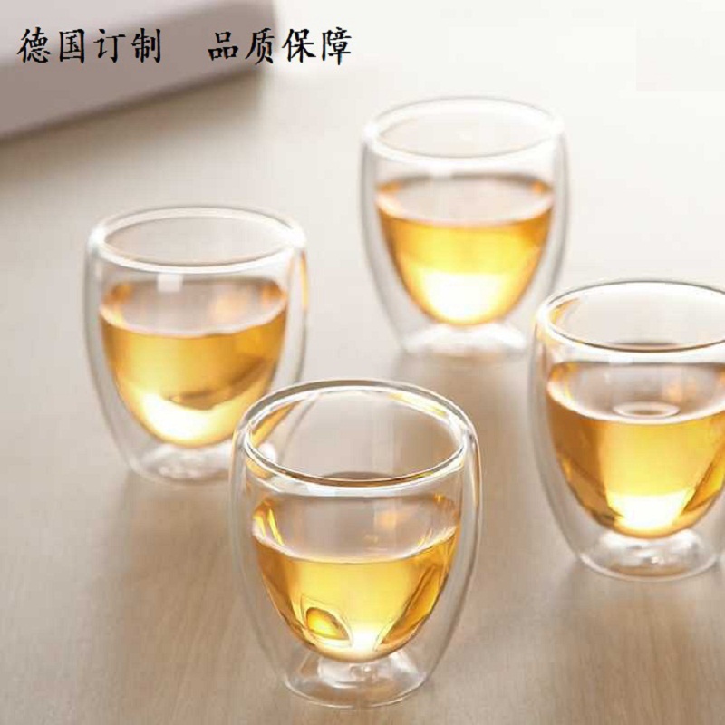 Japanese-style double-layer transparent cup 2 tea cups thick heat-resistant glass tea set men and women small capacity small water cup
