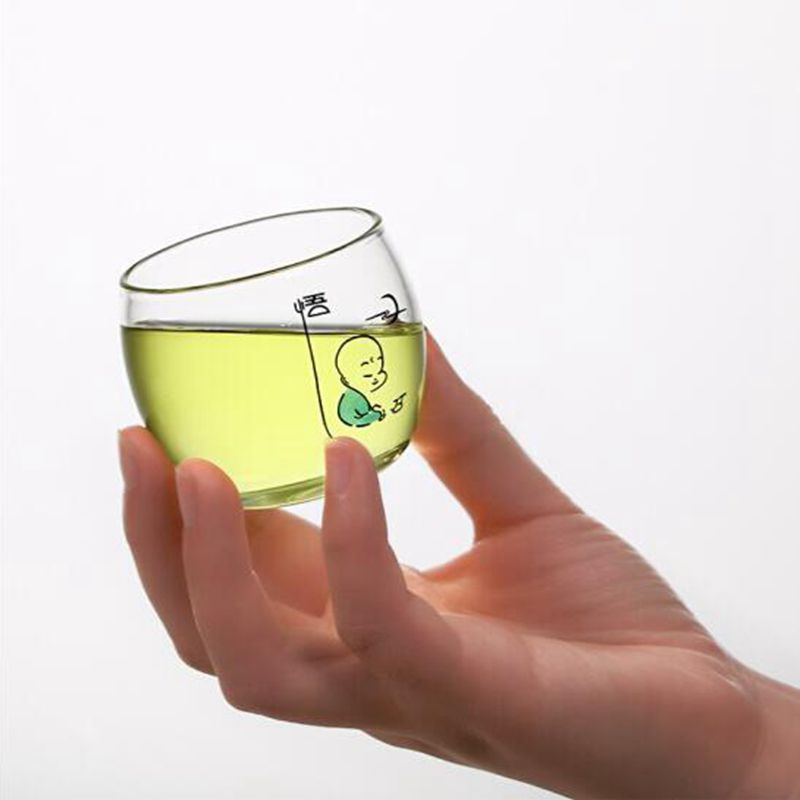 Little monk Japanese-style high temperature resistant glass small teacups 6 pieces of tea and tea kung fu tea set round thick single cup