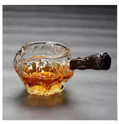 Fair new cabbage cup walnut hammer solid wood side handlew Tea Sea Cup Anti-hot glass heat-resistant tea divider