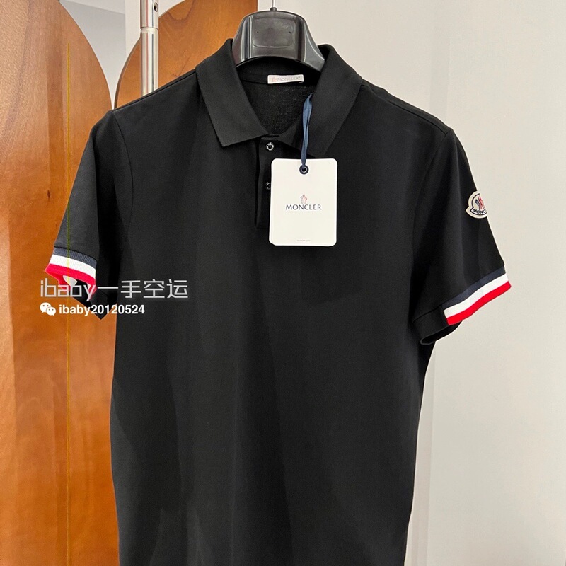 In Stock/Moncler Men's Polo Shirt with Special Cuffs/Lettering on the Collar/Short-Sleeve Genuine Discount