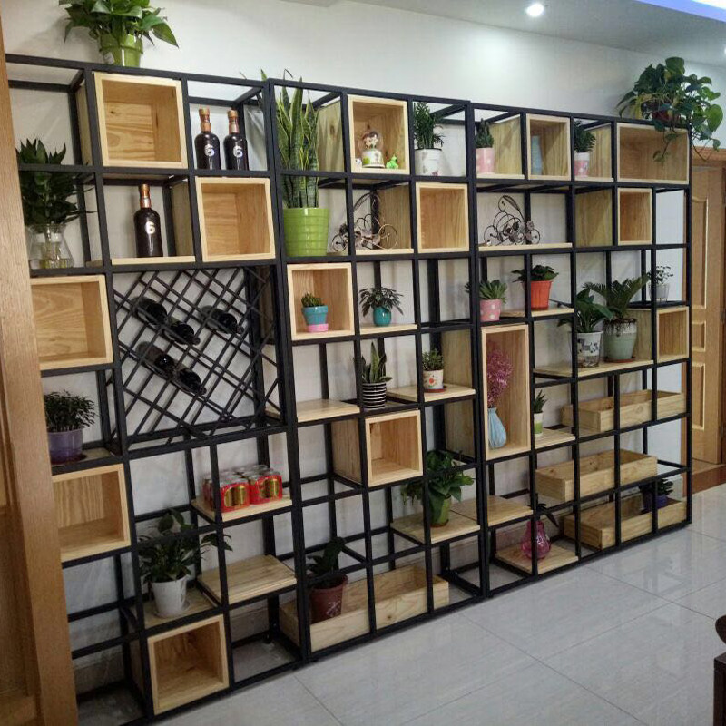 Iron Art Shelf Life Room Genguan Creative Decoration Dining Room Partition Flower Shelf Storage Cabinet Industrial Style Loft Bookshelf