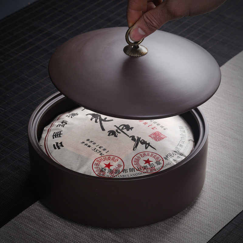 Purple Sand Tea Leaf Jar Ceramic Large Wake Tea Jar Sealed Jar Black Tea Pu-erh Tea Cake Canned Tea Packaging Box Home