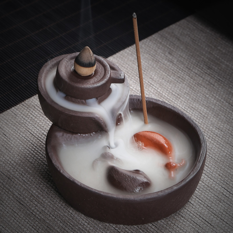 Turn-back incense stove Creative Home Honolulu Sandalwood Tea Dau Tea Favorite for Treasure Flow Incense Stove Ceramic Personality Pendulum