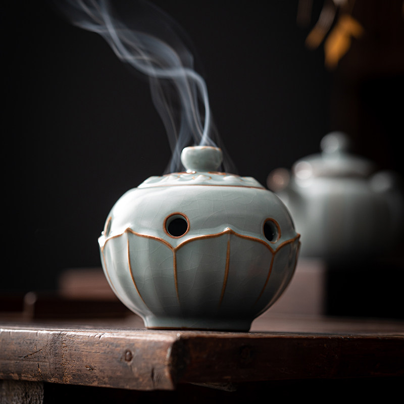 Ceramic wire incense burner Zen lying incense household indoor aromatherapy agarwood soothing base Ru kiln incense insert sandalwood antique