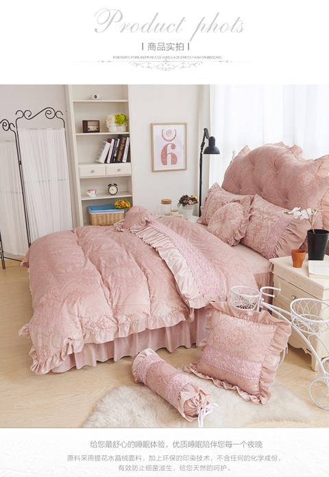 pháp luật Hàn Quốc Levin giường nhung công chúa ren mùa đông đám cưới nhung ấm giường nhung san hô váy một gia đình bốn - Bộ đồ giường bốn mảnh chăn ga everon 2020