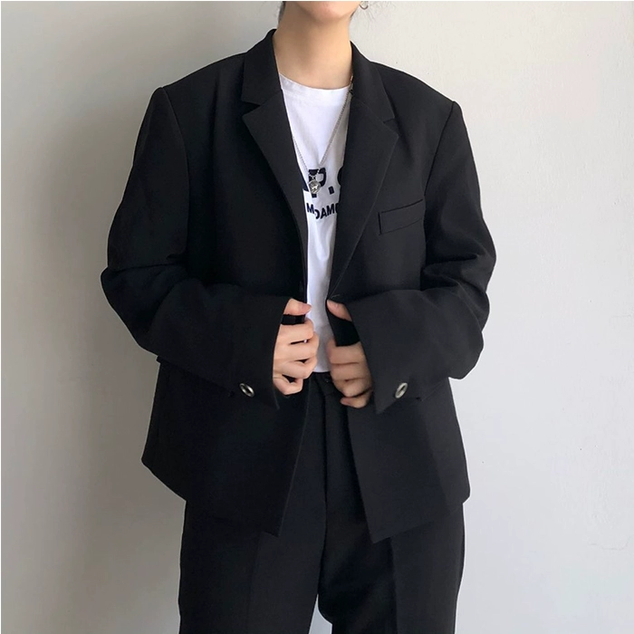 YHK.ADE2020 mùa thu mới thiết kế phù hợp với phụ nữ phù hợp với áo khoác màu đen giản dị OOTD nữ - Business Suit