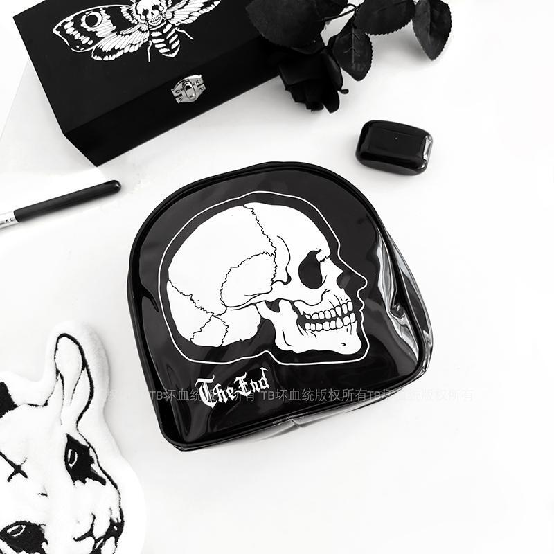 Bad Bloodline Original Thend Skull Dark Gothic Aesthetic Makeup Bag Witch Yabi Goth Stationery Storage Bag