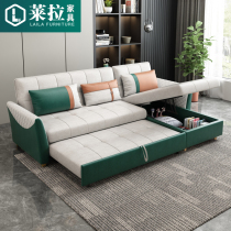 Light luxury sofa bed foldable sitting-bed dual-use small apartment living room multi-functional corner with storage technology cloth sofa