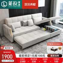 Italian-style technical cloth sofa bed foldable dual-use small apartment double concubine living room multi-functional corner with storage