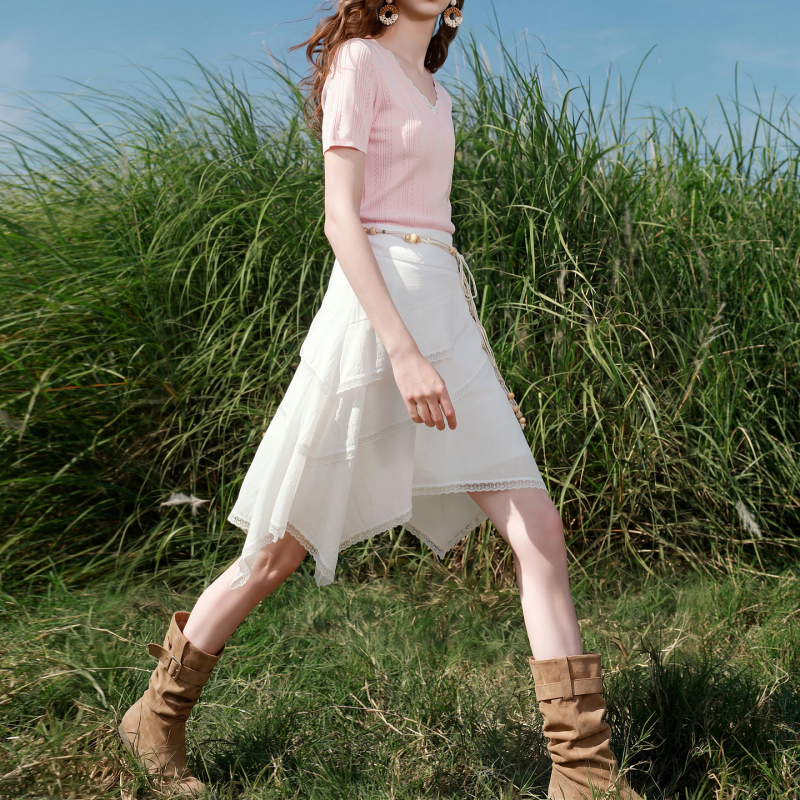 【Lyocell】Ibudu2026 New Autumn Style Asymmetrical Skirt with Patchwork Midi Skirt for Women