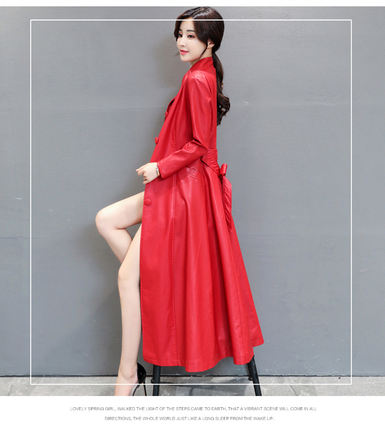Áo khoác da nữ dài phần Slim 2018 thu đông mới qua đầu gối Phiên bản Hàn Quốc cộng với chất liệu cotton là áo khoác mỏng cho nữ áo khoác thủy triều bomber da
