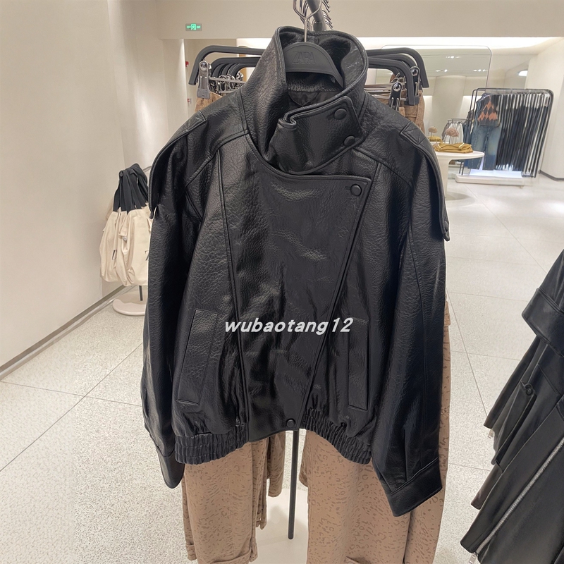 Zara Genuine Women's Domestic Purchasing Agent Faux Leather Jacket with Strap Decoration and Stand Collar 4391872 4341742 4749742 Zara Genuine Women's Domestic Purchasing Agent Faux Leather Jacket with Strap Decoration and Stand Collar 4391872 4341742 4749742