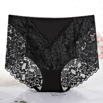 Womens Lace Underwear Sexy Perspective Seamless Large MM Fat Mid to High Waist Mesh Transparent Seduction Hot Red Pants