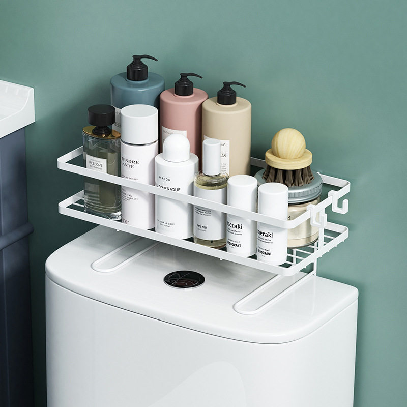 Powder room shelf toilet above shelf bathroom toilet wall-mounted shelf toilet storage basket