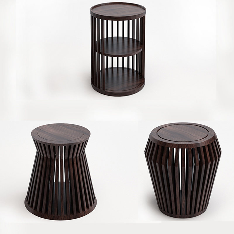 New Chinese-style corner table solid wood telephone table living room negotiation table engineering furniture Zen small coffee table simple round table