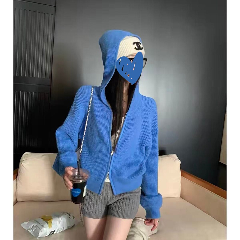 【Wafer Biscuit】New for Autumn and Winter! Waffle Texture Hooded Jacket, Fleece-Like Sweater, Double Zipper Jacket 【Wafer Biscuit】New for Autumn and Winter! Waffle Texture Hooded Jacket, Fleece-Like Sweater, Double Zipper Jacket