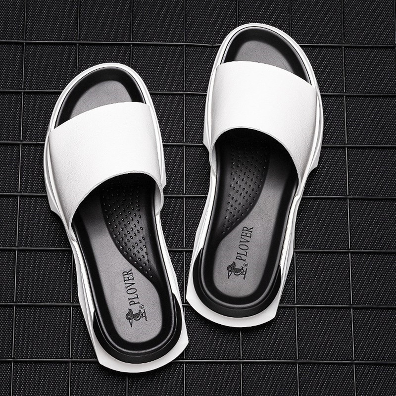 Plover Flip-Flops Men's Genuine Leather Summer Slippers Outdoor Slippers Men's Sandals Outer Wear Beach Sandals Men's Trendy