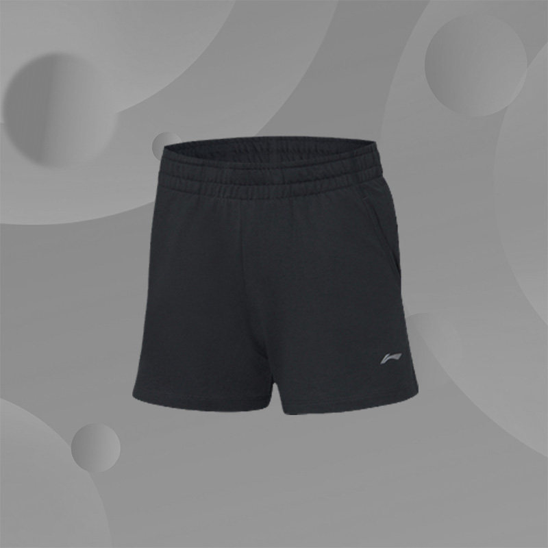 Li Ning Comfortable Trend Lightweight Cotton Feeling National Tide Summer Ladies Breathable Knitted Sports Shorts AKSQ038
