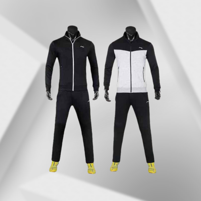 Li Ning sports suit men's training series men's cardigan long sleeve collar sweatshirt pants suit AWEQ017