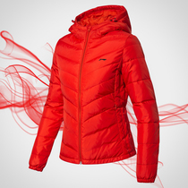 Li Ning womens 2020 new sports down jacket womens short warm light and thin hooded slim coat AYMN026