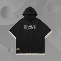 Li Ning (new product) Li Ning CF bull snapping men and women with the same loose band cap short sleeve T-shirt AWDR508