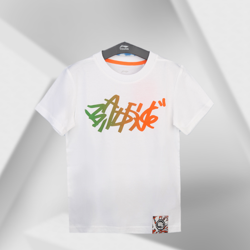 Li Ning children's basketball series short sleeve T-shirt youth summer clothes breathable and comfortable cotton 2020 Summer YHSQ053