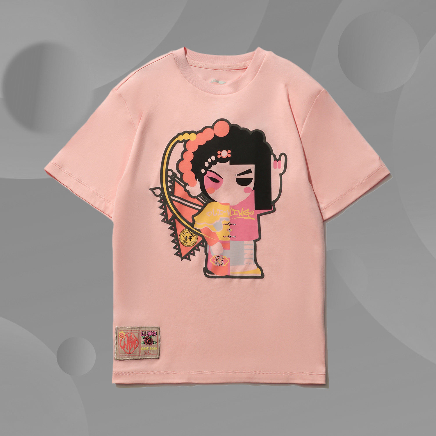 Li Ning Children's Wear 2021 Summer Dress Girls' Trend Sports Cotton Loose Short Sleeve T-Shirt Crewneck T-Shirt YHSR100