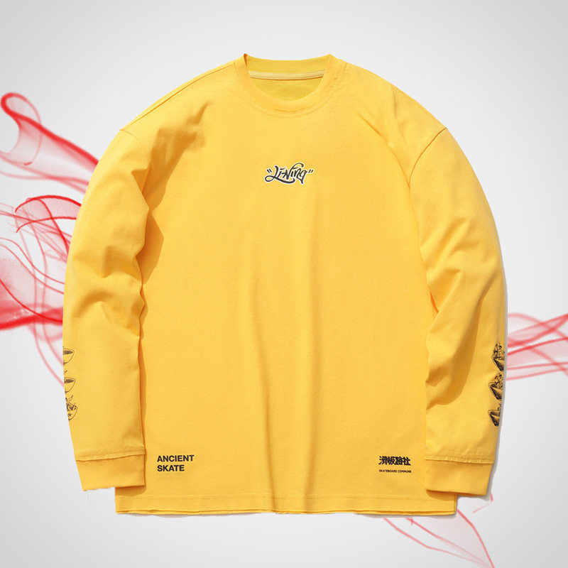 Li Ning Spring New Skateboard Series Men's Crewneck Loose Cotton Long Sleeve T-Shirt AHSR033