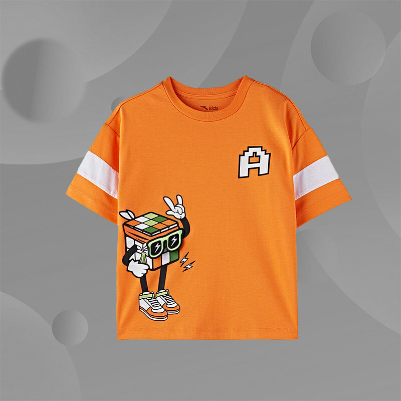 Anta Children's Wear 2021 Summer Dress Male Children's Anti-Mosquito Sleeve T-shirt Knitted Shirt Short Sleeve 352129156