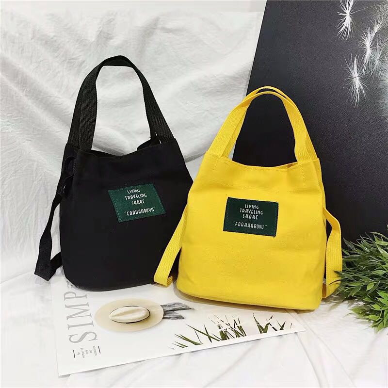 Canvas Bag 2020 new wave Han version Artistic Casual Single Shoulder Small Square Bag Woman Bag Mini Mommy Bag Bucket Bag