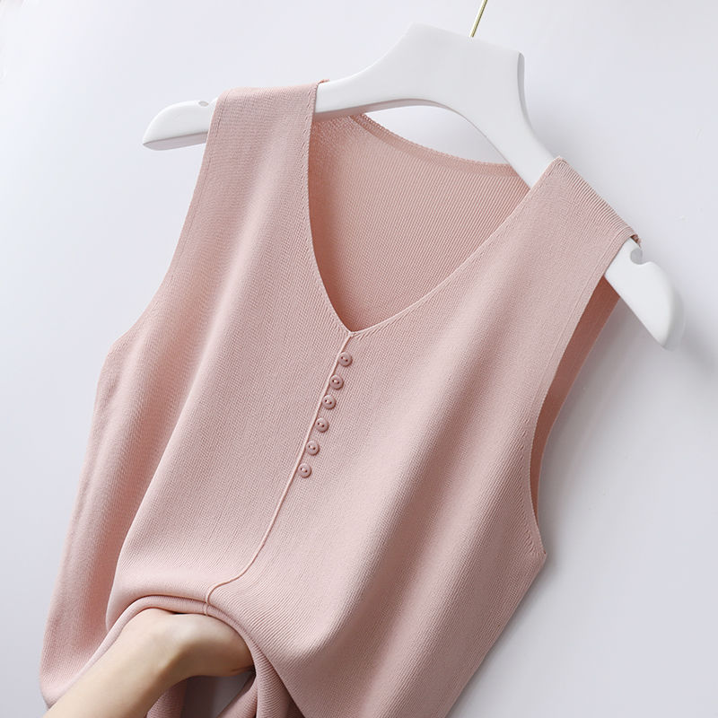 Ice-wire V collar harness vest female outside wearing sleeveless knitted vest with female summer thin beat bottom sleeveless vest