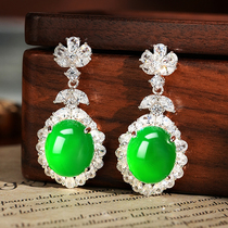 VISING jewelry horse material chrysoprase large pigeon egg earrings earrings national style new Chinese style comparable to jadeite