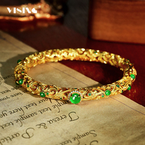 VISING jewelry high ice Brazilian chrysoprase agate bracelet light luxury temperament high-end S925 silver plated platinum gold