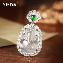 VISING jewelry natural water foam jade Burmese quartzite jade Pixiu pendant necklace comparable to jadeite S925 silver