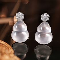 VISING jewelry natural quartz jade foam jade small gourd earrings earrings new Chinese style versatile comparable to jadeite