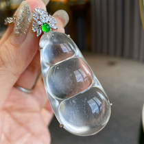 VISING jewelry natural glass quartz jade foam jade bean lucky bean pendant necklace comparable to jade