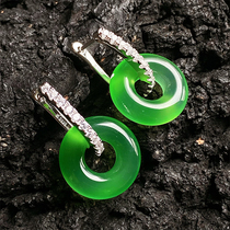 VISING bijoux Brésil haute glace jade médullaire nau donuts et boucles doreilles vertes sur le pair avec émeraude S925 argent