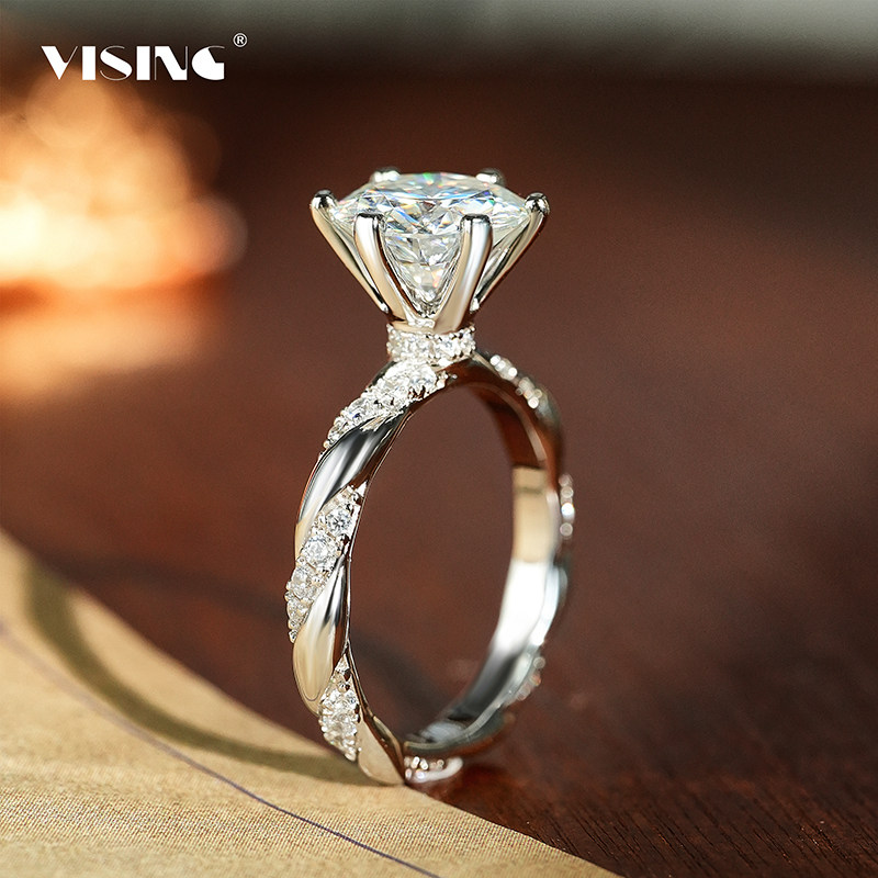 VISING jewelry D color 3 carat twist design Ring Hand Decorated with Measurable Drill Pen-Taobao