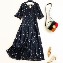 Royal sister wind thin age-reducing dress 2021 new summer large size womens fat fairy foreign style French retro dress