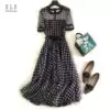 2021 summer new very fairy fairy plaid mesh skirt retro sweet forest French bellflower dress