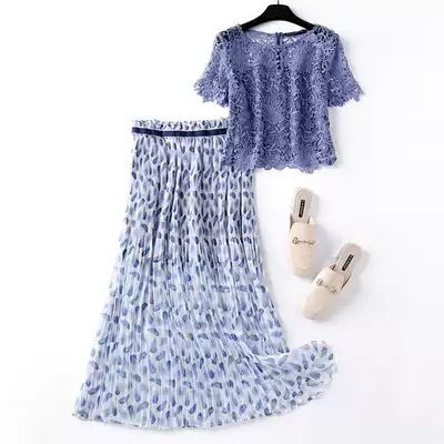 Temperament Goddess Fan Dress Summer 2021 New New Leeds Hollow Chiffon Skirt Two Piece Dress