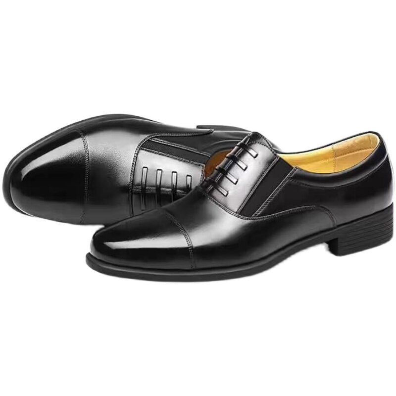 Three Joints Leather Shoes Men's Three Pointy Leather Leather Shoes Business Positive Dress Gown Leather Shoes Casual Shoes Low Heel