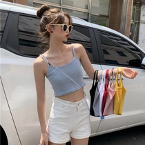 Summer new Korean chic sexy navel short bottoming vest slim Joker wear slim small condole belt women